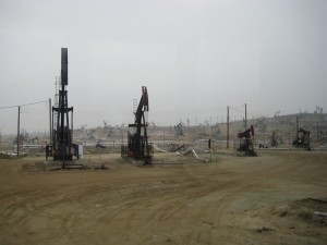 At home on the range--in the Kern River oil fields.